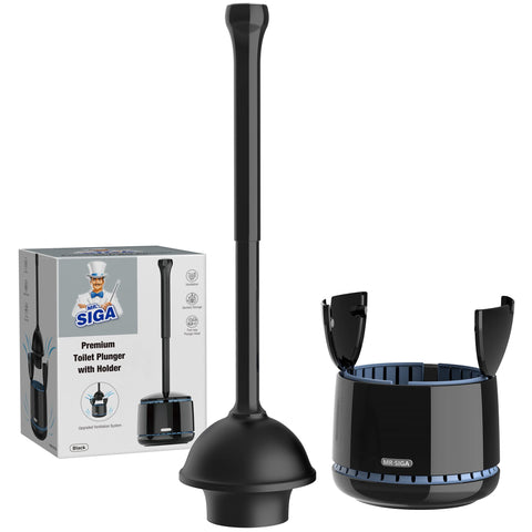 MR.SIGA toilet plunger holder set demonstrates neat, space-saving bathroom organization.