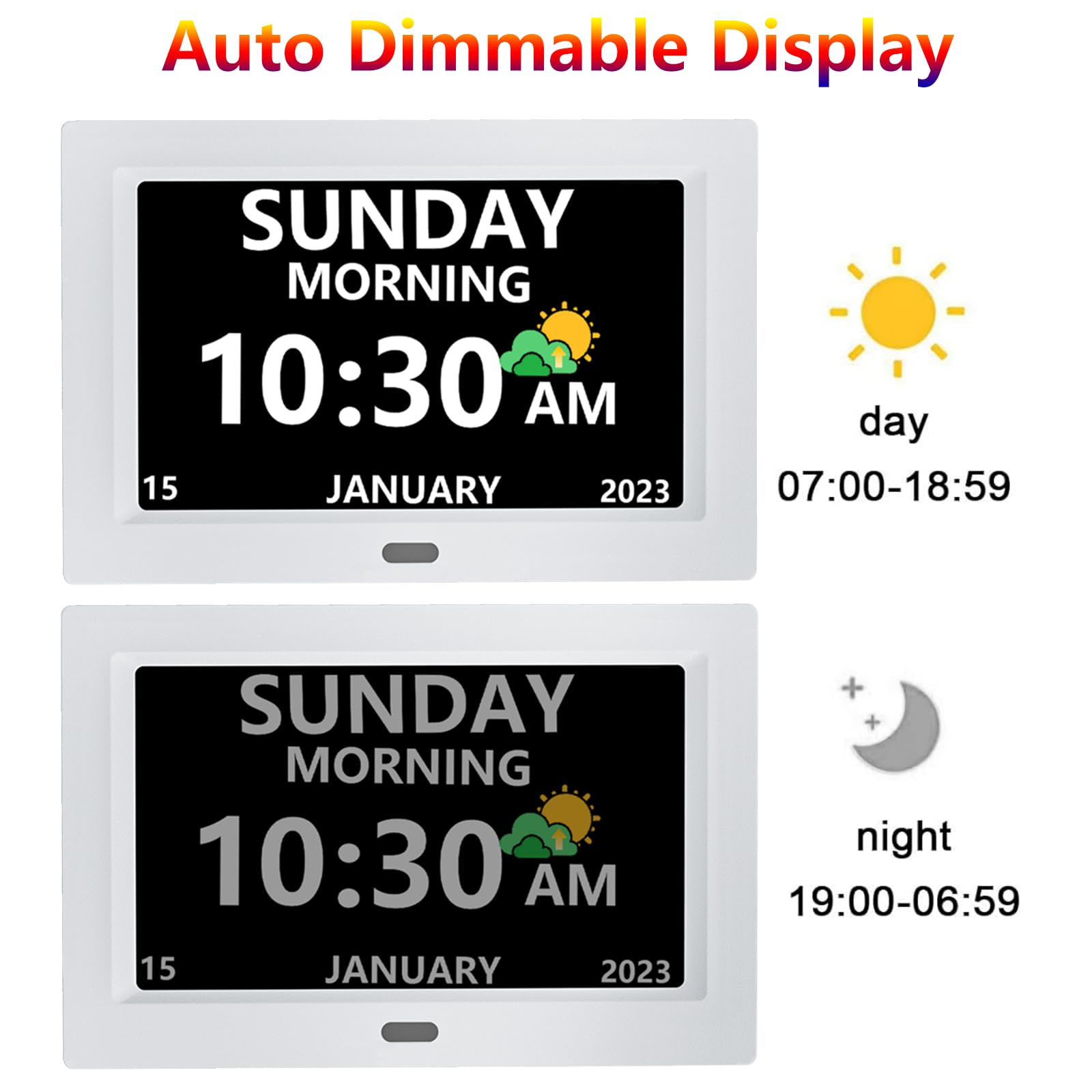 MRCHYDZ clock offering three display modes for reading preferences