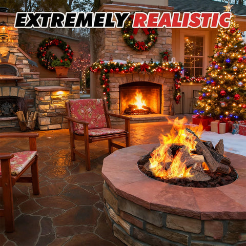 MrGas Log ceramic logs for vented gas fireplaces create a natural-looking fire feature.