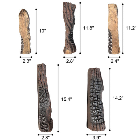 MrGas Log ceramic logs with realistic bark details enhance fire pit realism and ambiance.