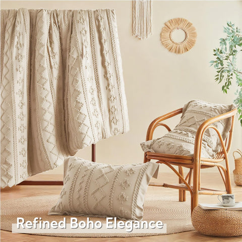 MR&HM embroidered texture accent enhances farmhouse or boho decor.