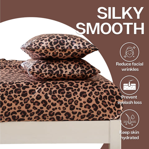 MR&HM brown leopard satin bedding adds luxurious style to your bedroom