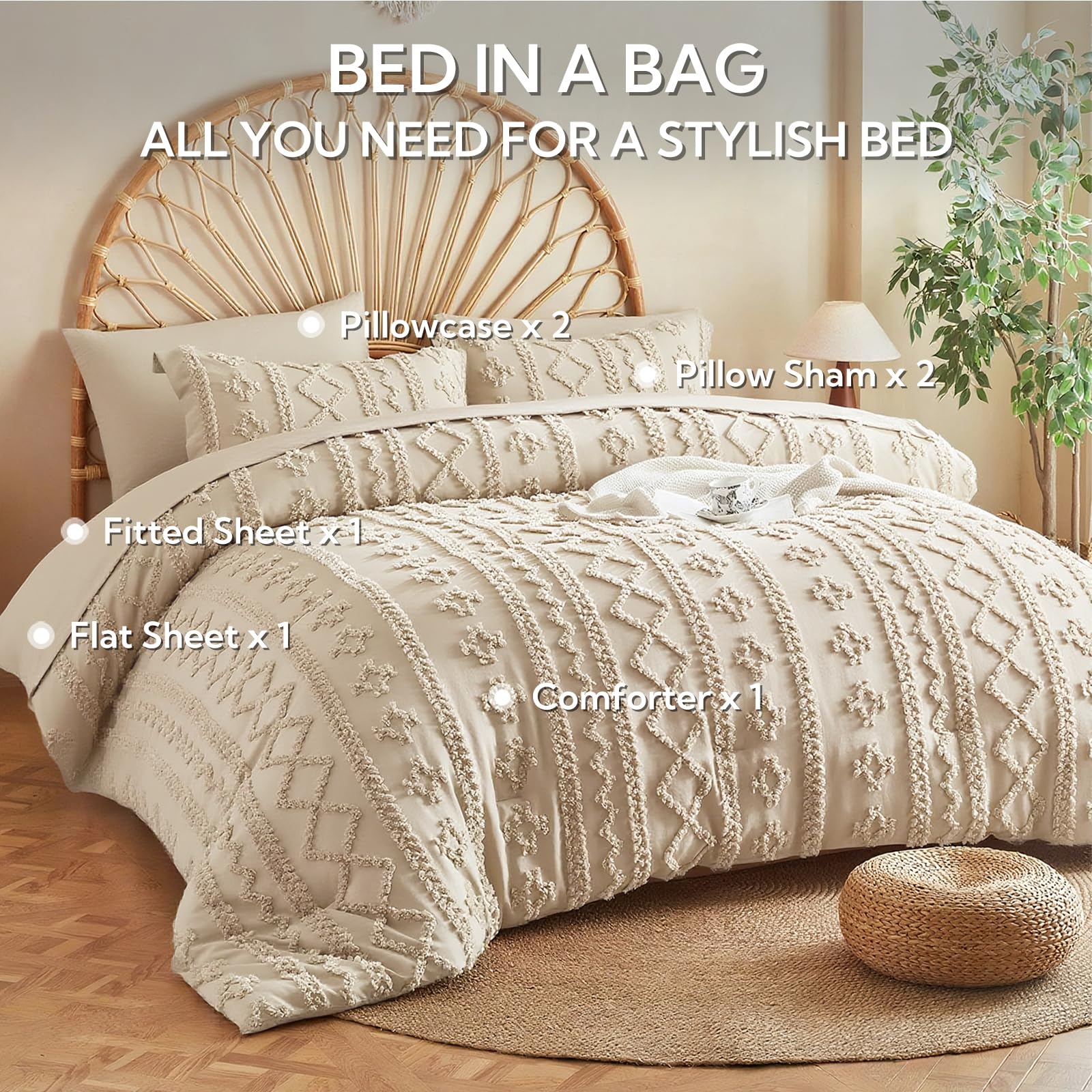 MR&HM queen comforter set fits standard beds for all-season use.