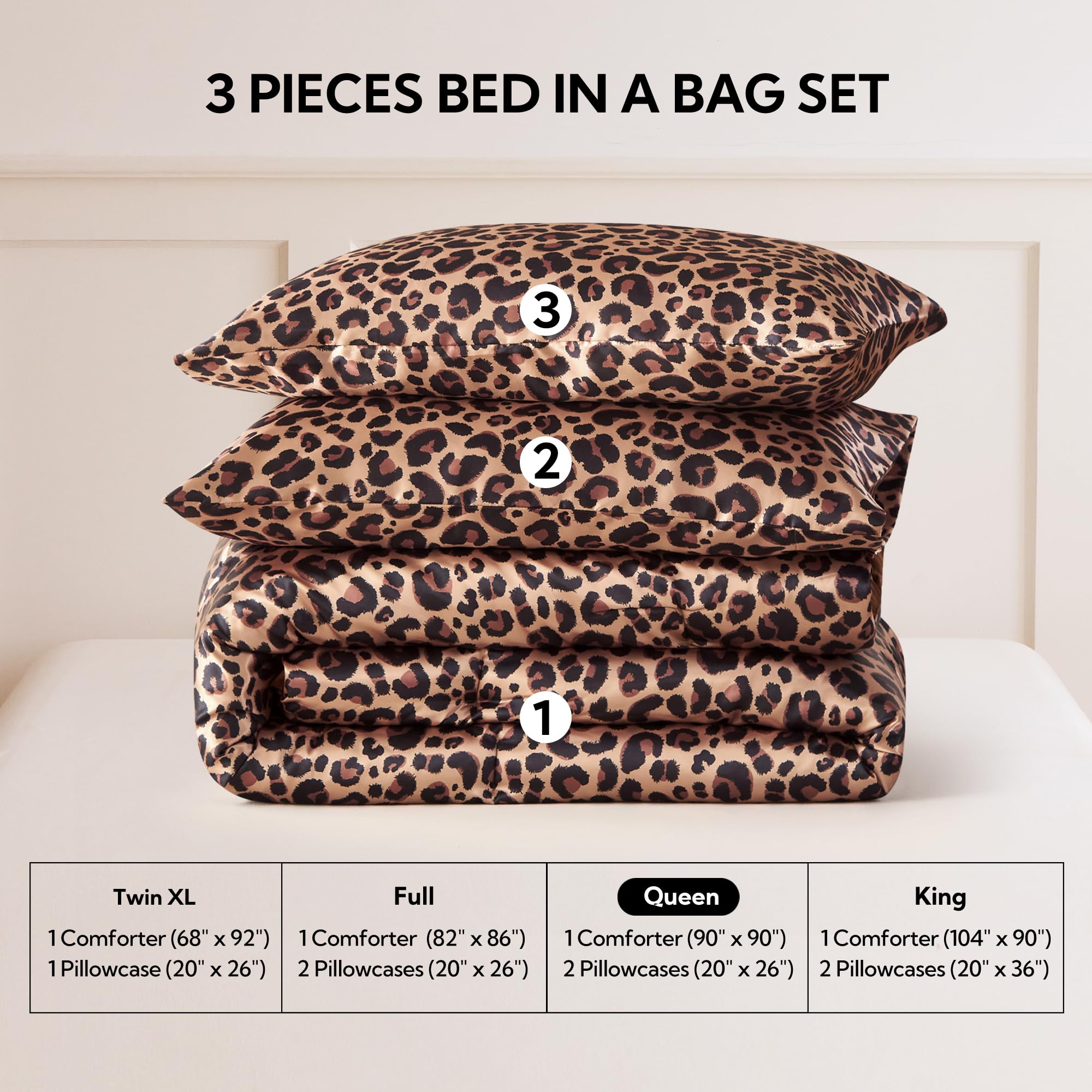 MR&HM queen set includes one comforter and two satin pillowcases ready to use.