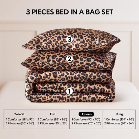 MR&HM queen set includes one comforter and two satin pillowcases ready to use.