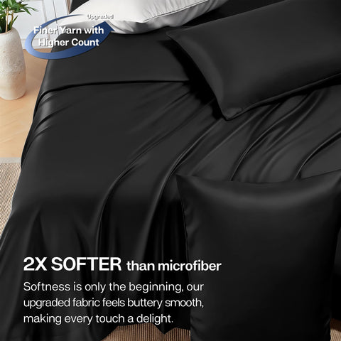 MR&HM Queen Sheet Set 15-inch pocket fits securely on deep mattresses.