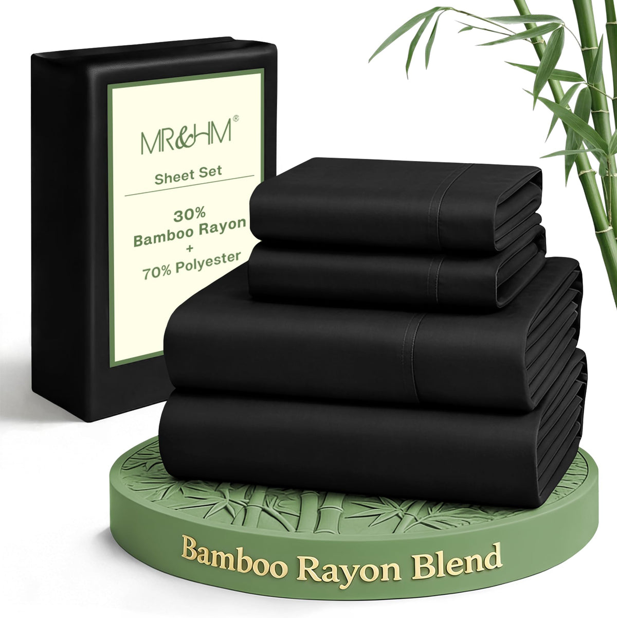 MR&HM Queen Sheet Set with cooling fabric for a refreshing night's sleep.