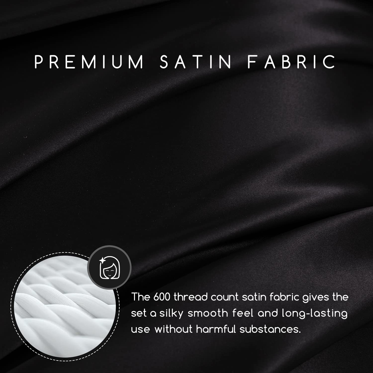 MR&HM satin bed sheets queen fitted pocket closeup demonstrates secure 15-inch deep pocket.