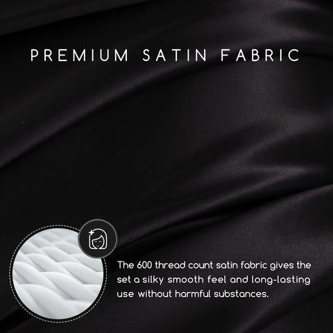 MR&HM satin bed sheets queen fitted pocket closeup demonstrates secure 15-inch deep pocket.