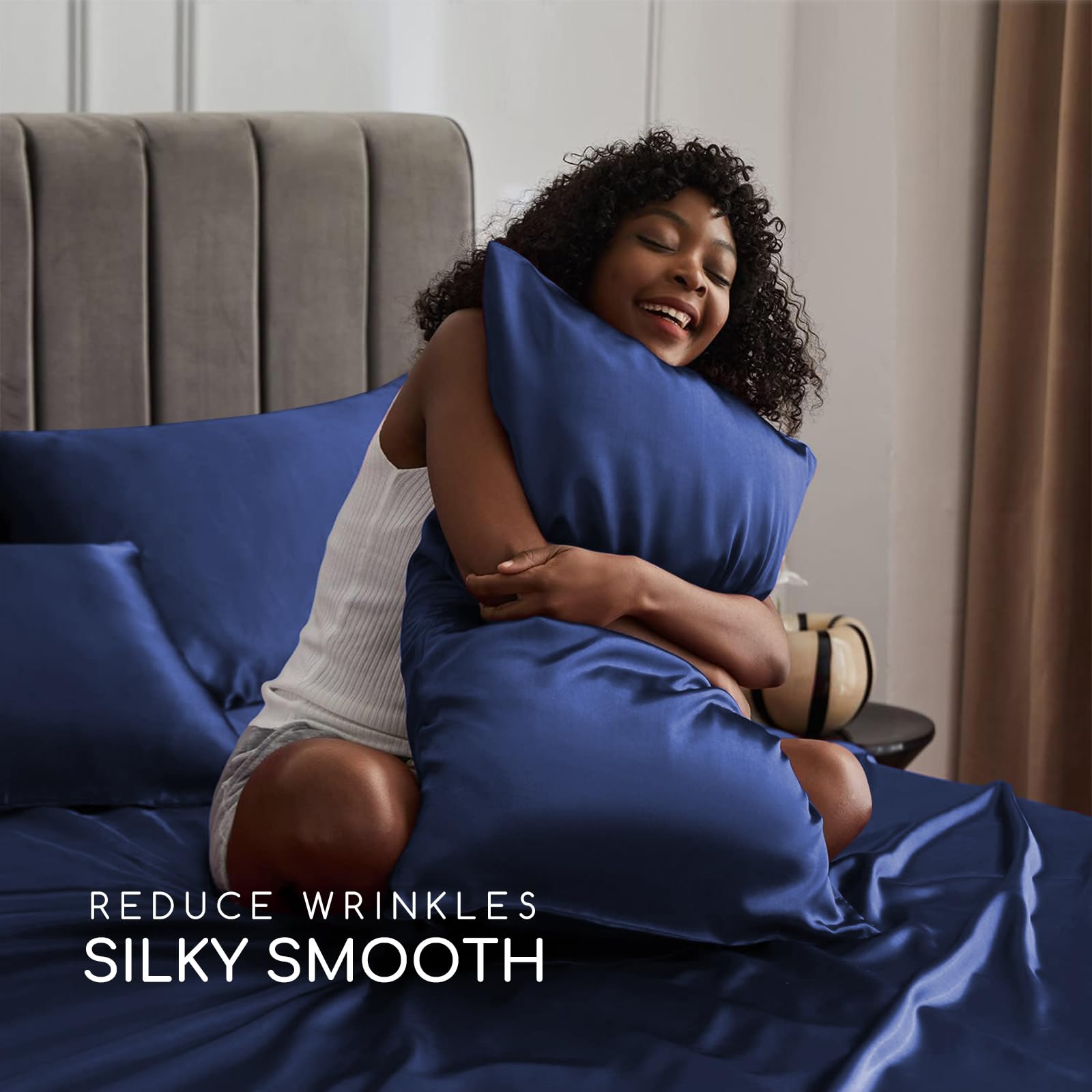 MR&HM satin sheets corner straps secure queen mattress