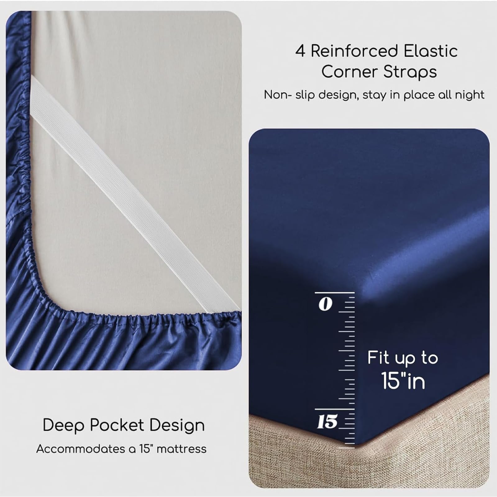 MR&HM satin pillowcases set included with queen sheets