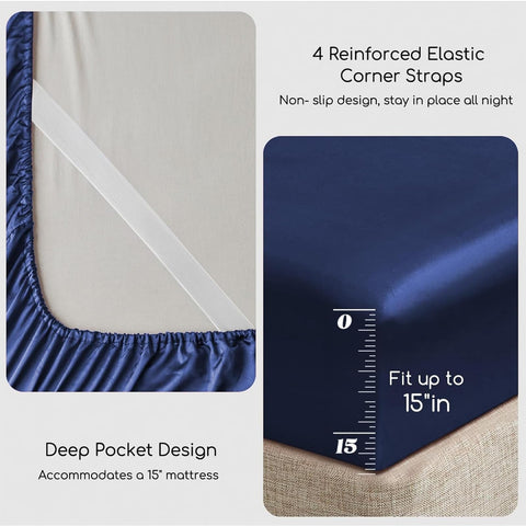 MR&HM satin pillowcases set included with queen sheets