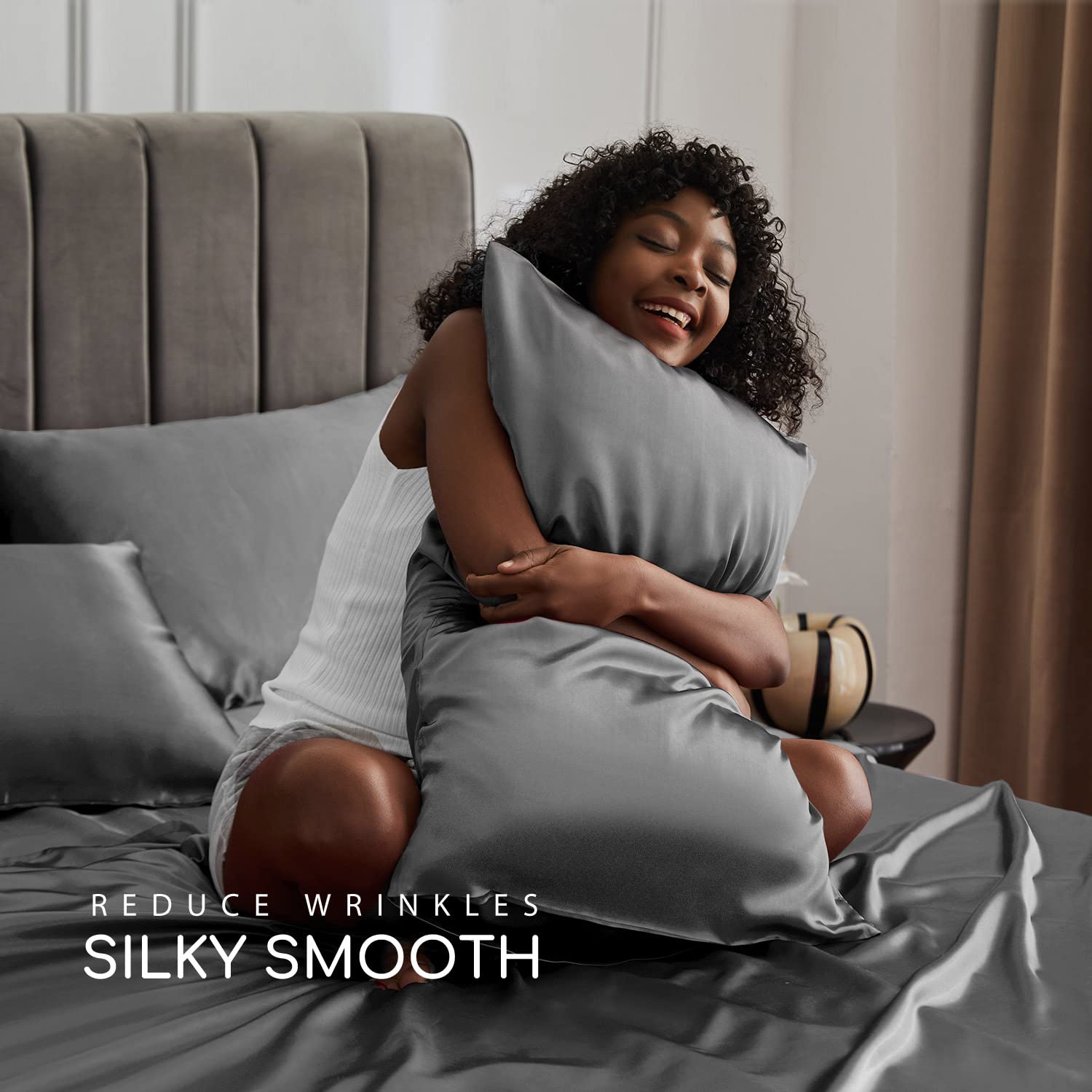 MR&HM satin queen pillowcases for hair-friendly night care