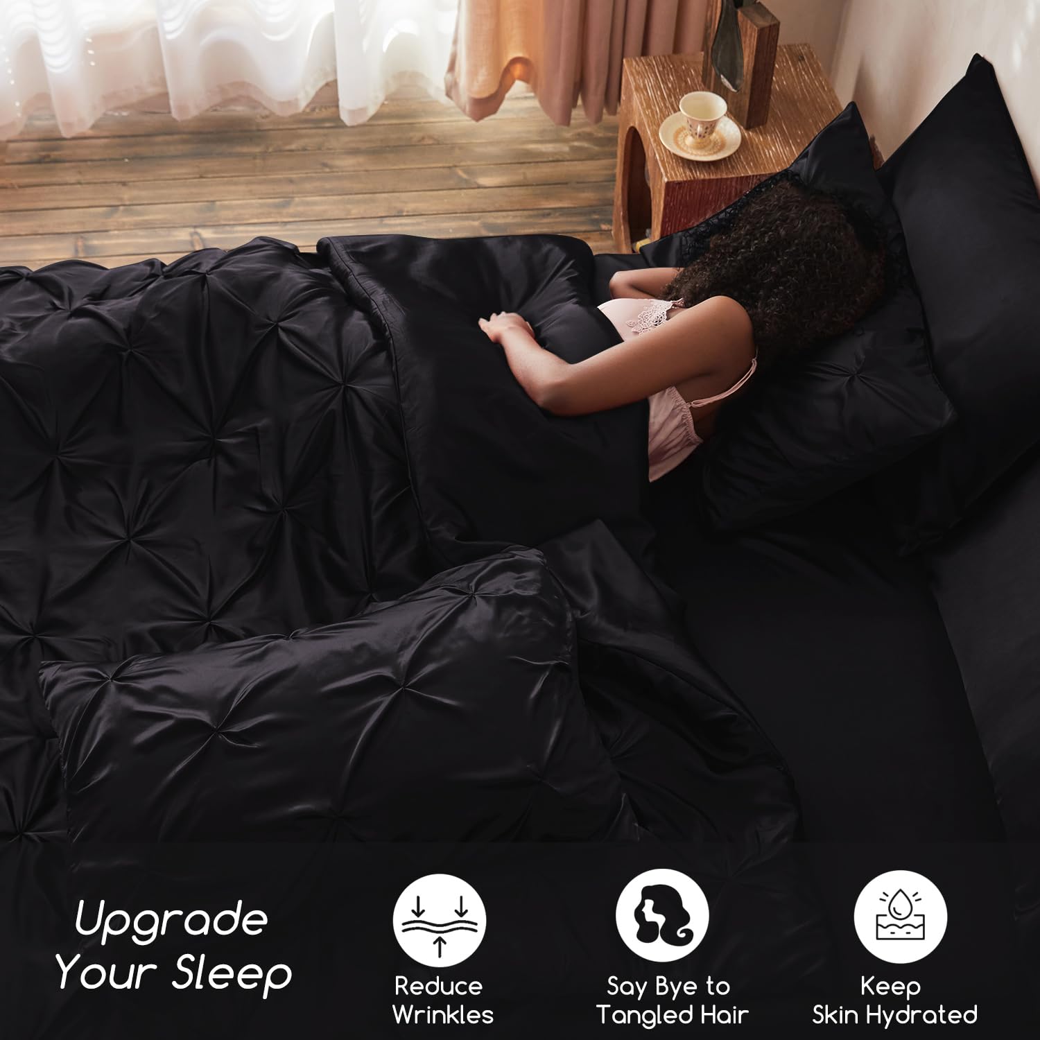 MR&HM satin fabric close-up reveals soft sheen and smooth touch for year-round comfort