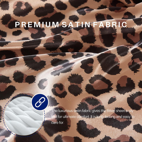 MR&HM brown leopard satin pattern adds stylish touch.