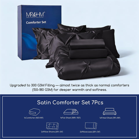 MR&HM satin flat sheet king features silky surface for smooth sleep
