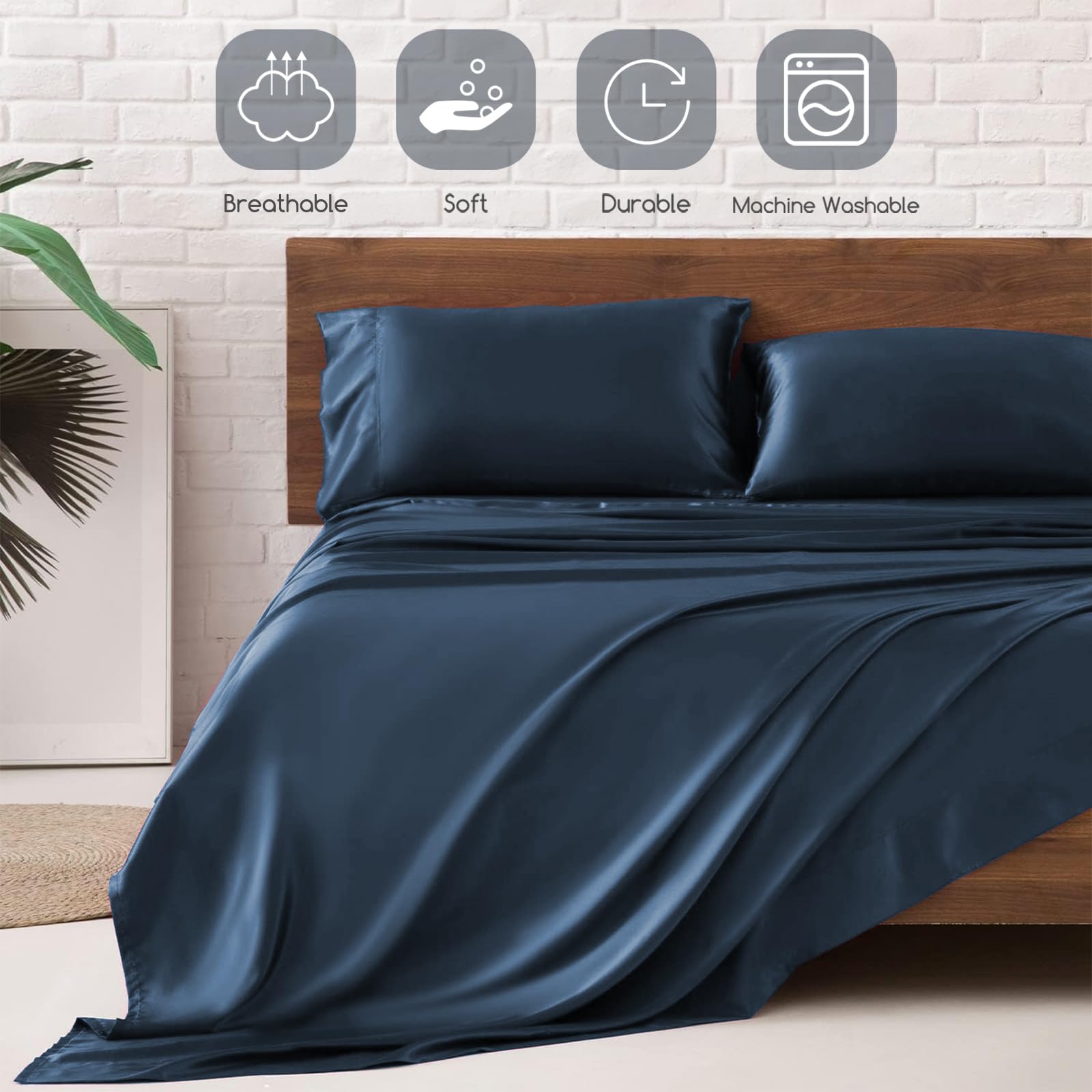 MR&HM satin sheets are machine washable on cold for easy care.