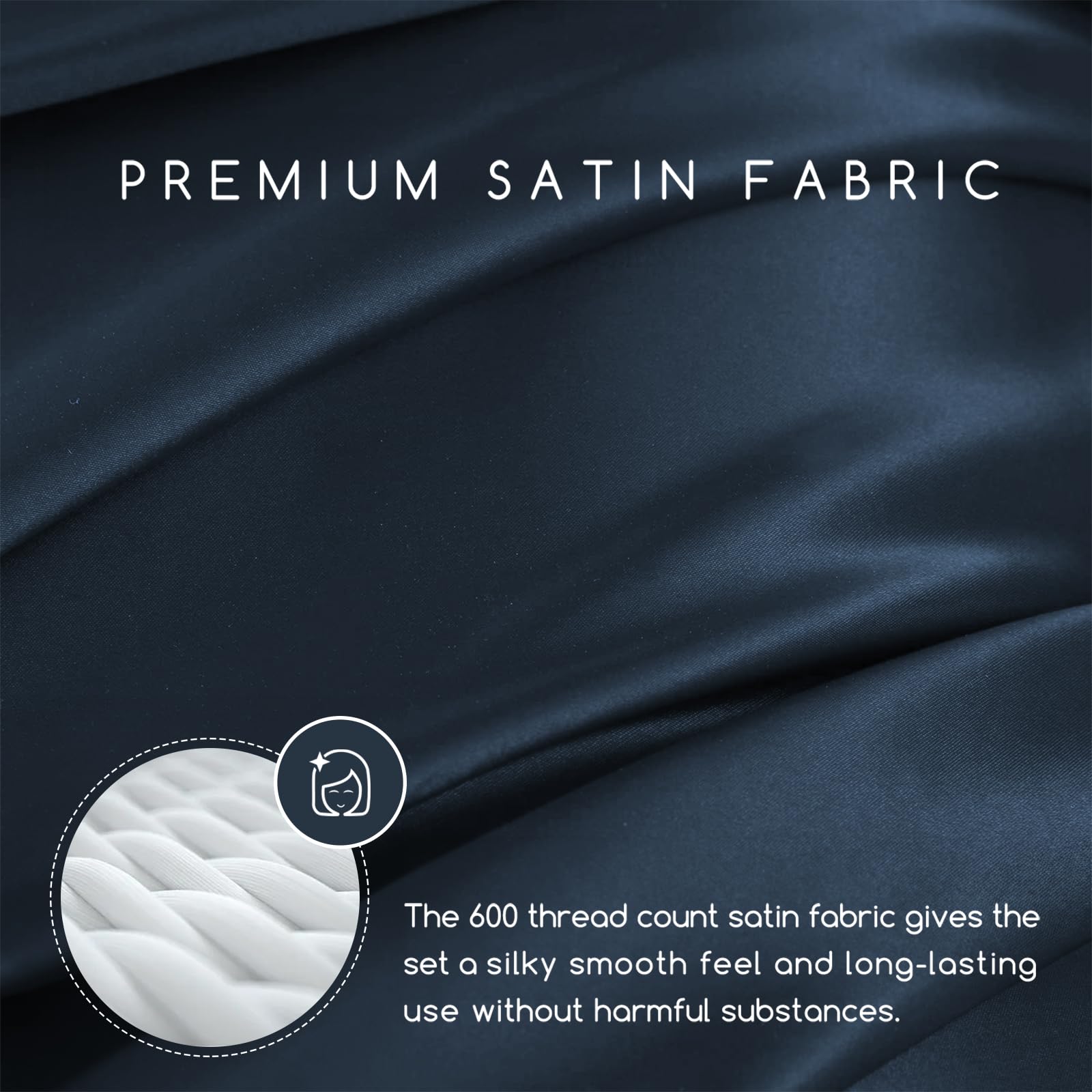 MR&HM satin sheets close-up shows silky texture and luxurious sheen.