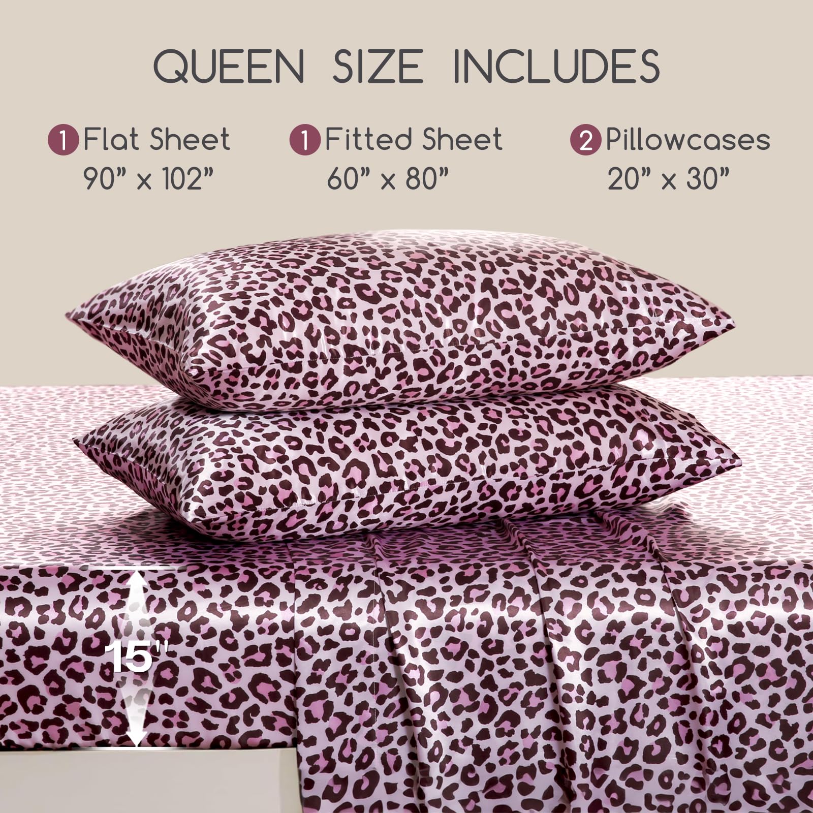 MR&HM satin queen fitted sheet with 15-inch pocket grips the mattress securely