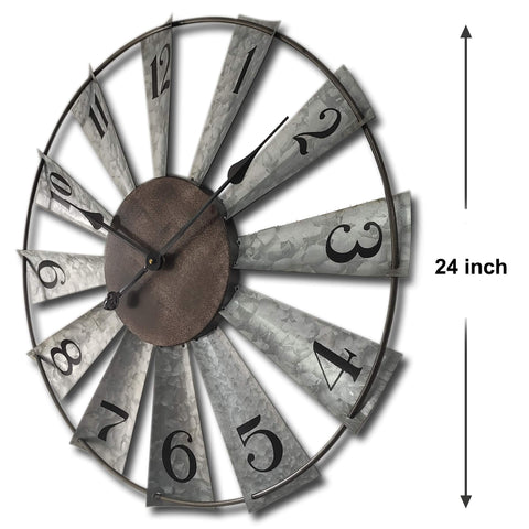 Mrocioa windmill clock back view with built-in wall hook for easy mounting