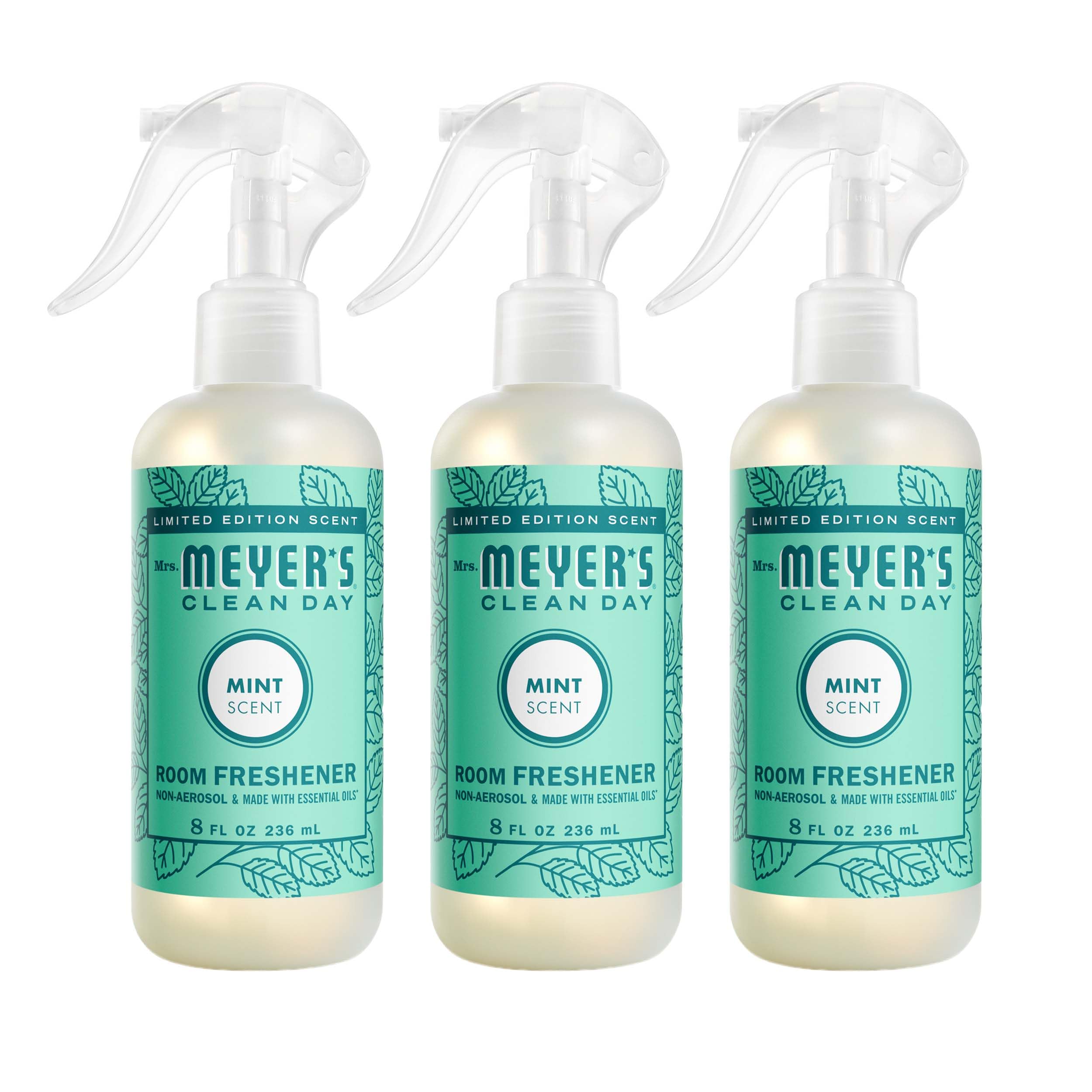 Mrs. Meyer's Clean Day Mint Room Spray 8oz bottle delivers a minty, refreshing ambiance.