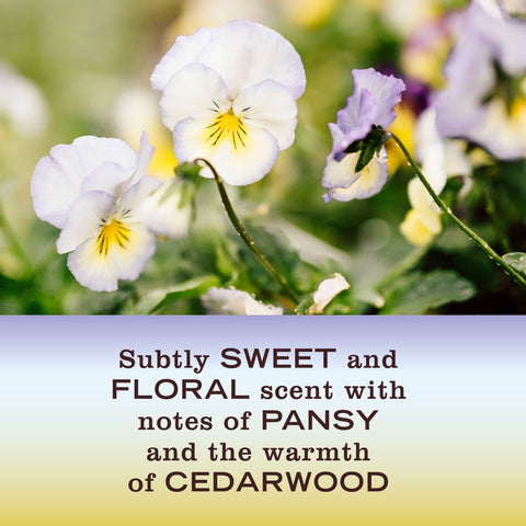 Mrs. Meyer's Compassion Flower scent notes of lemon, violet, and pansy.