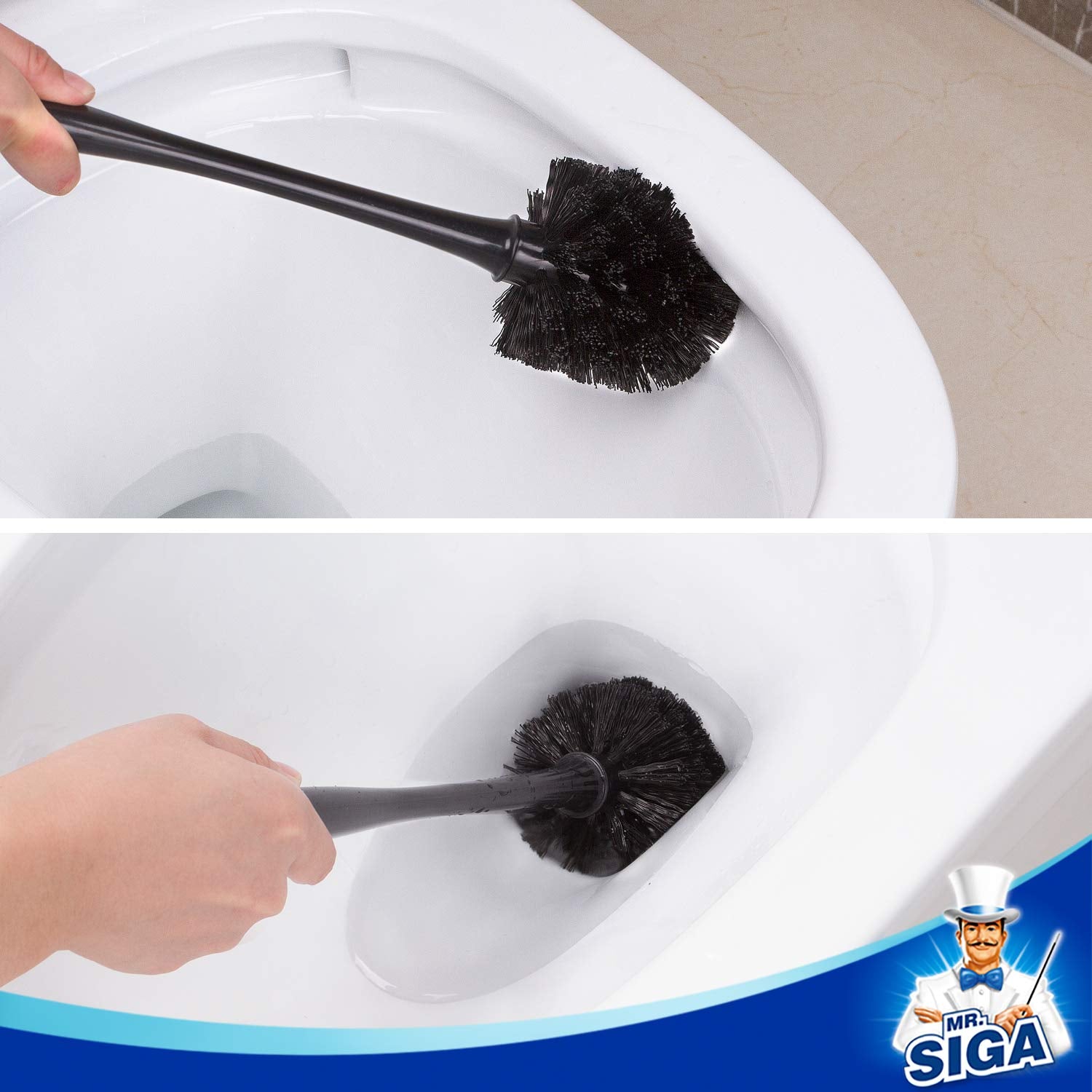 MR.SIGA black and white bathroom cleaning kit fits any decor