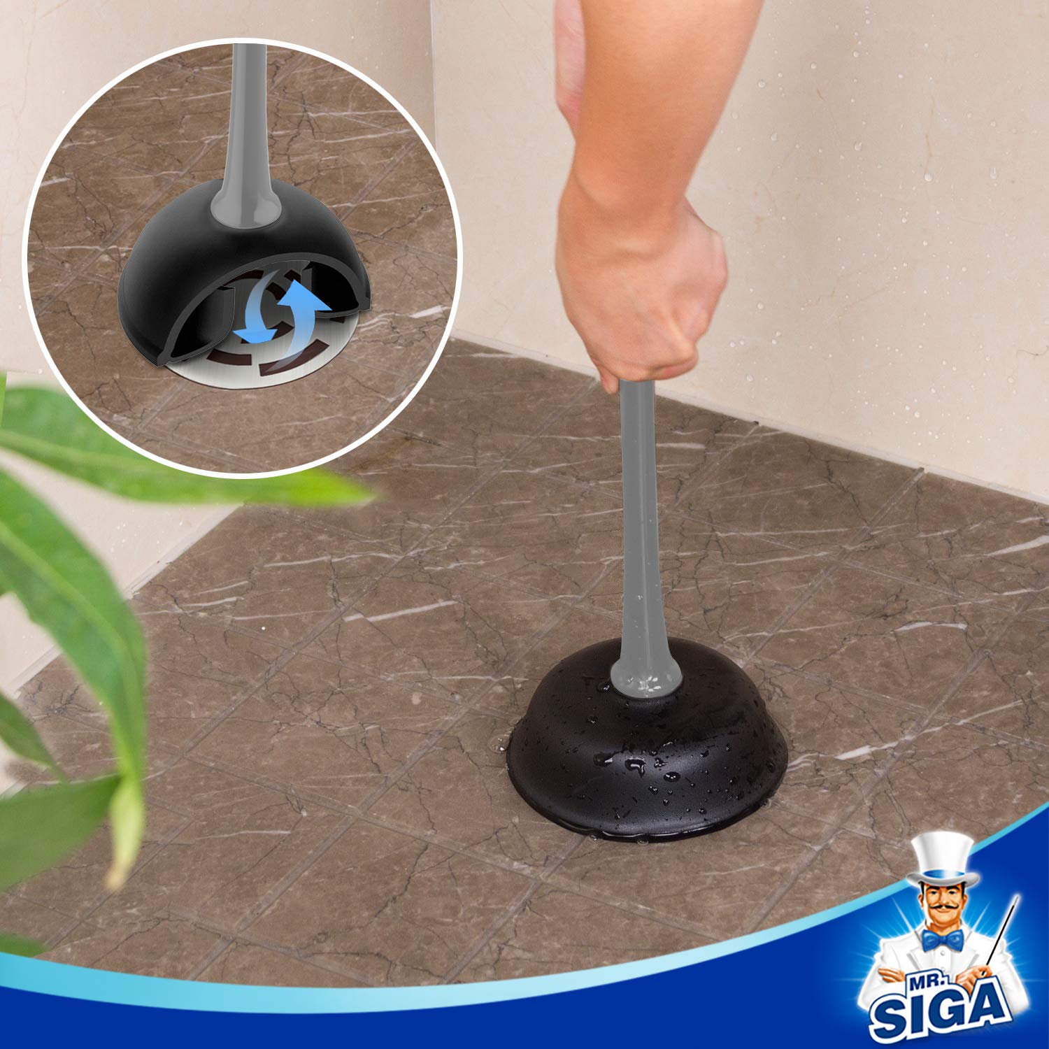 MR.SIGA dense nylon bristles clean under rim areas thoroughly