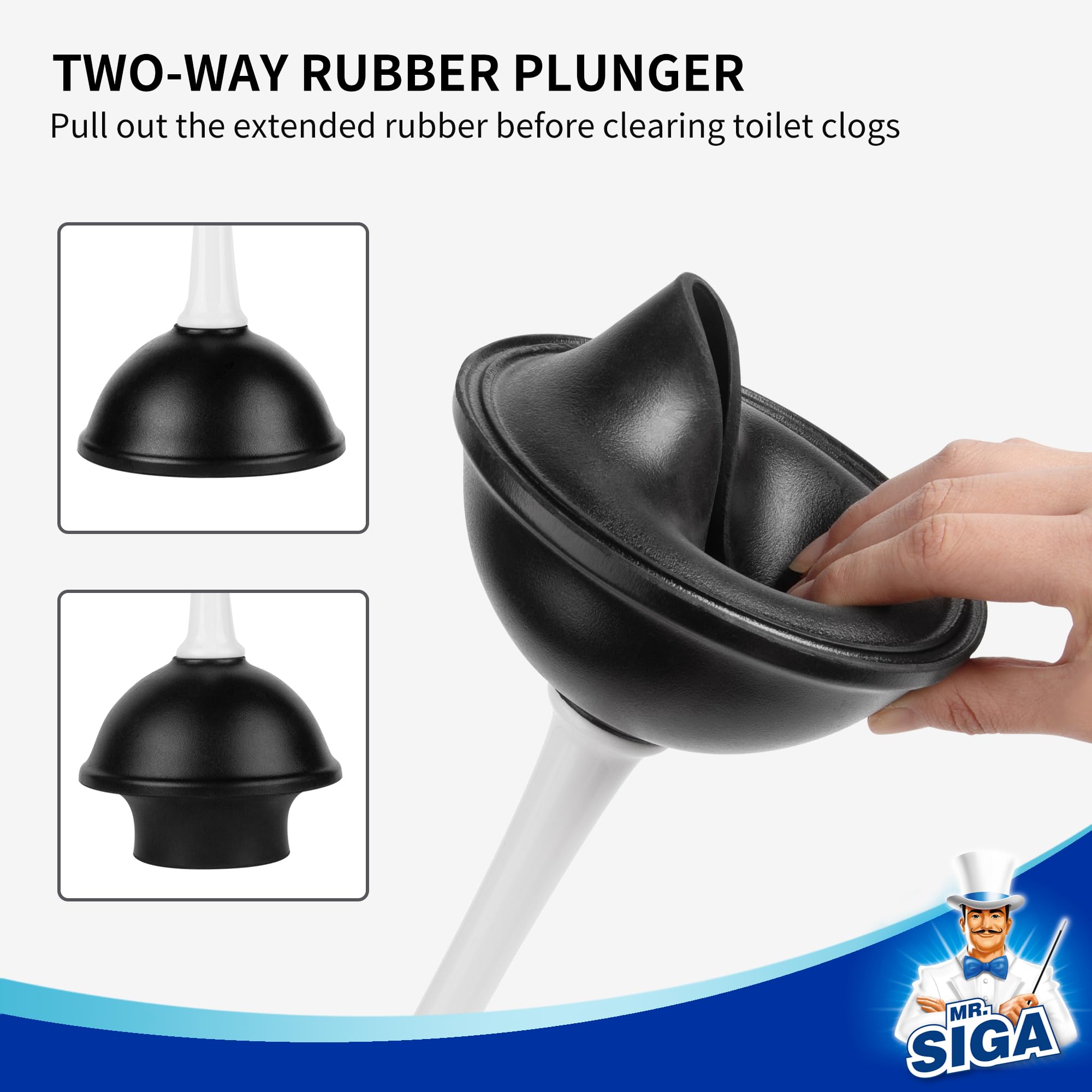 MR.SIGA commercial-grade rubber suction cup powers strong clog clearance
