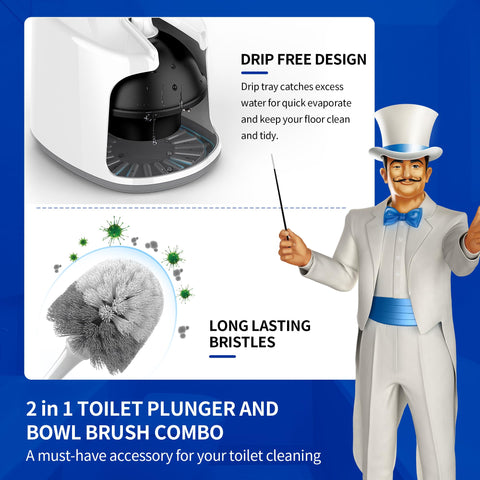MR.SIGA dense nylon bristles bowl brush cleans under rim effectively