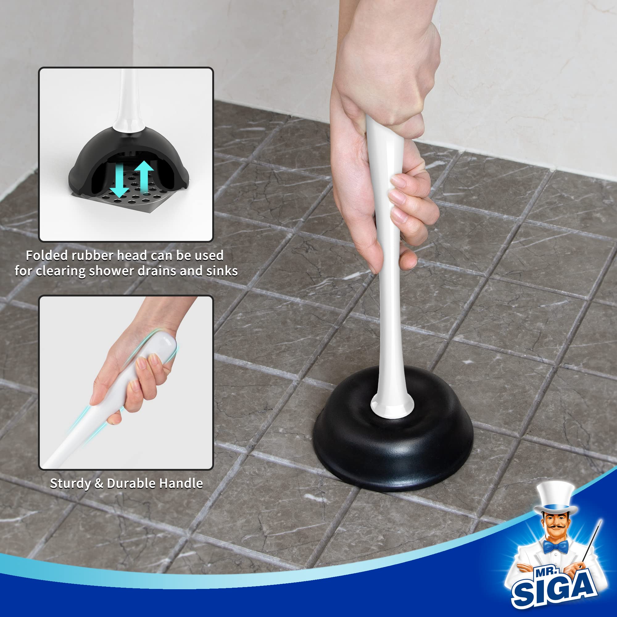 MR.SIGA dense nylon bristles deliver thorough under-rim cleaning