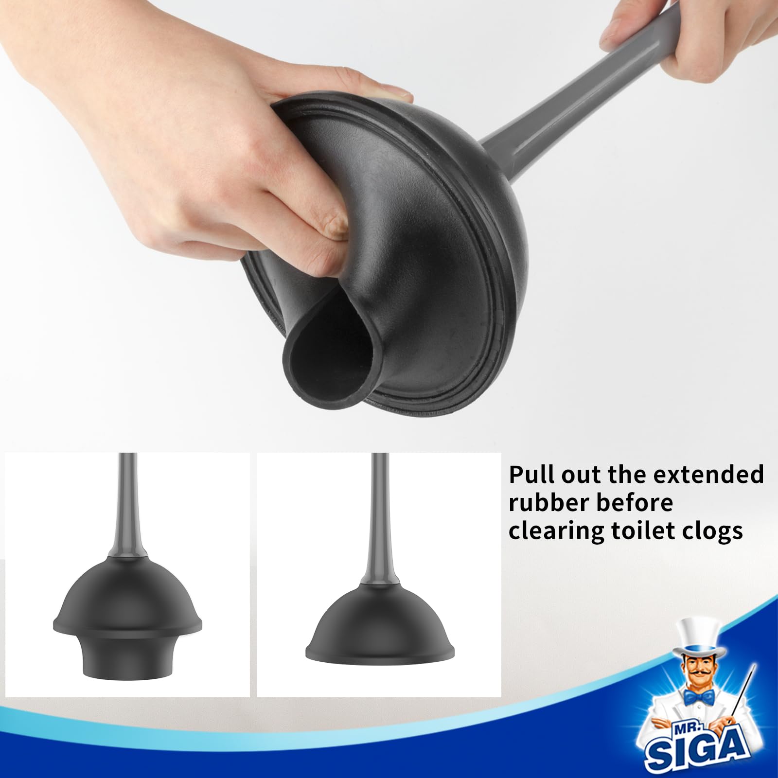 MR.SIGA heavy-duty plunger with commercial-grade rubber suction power