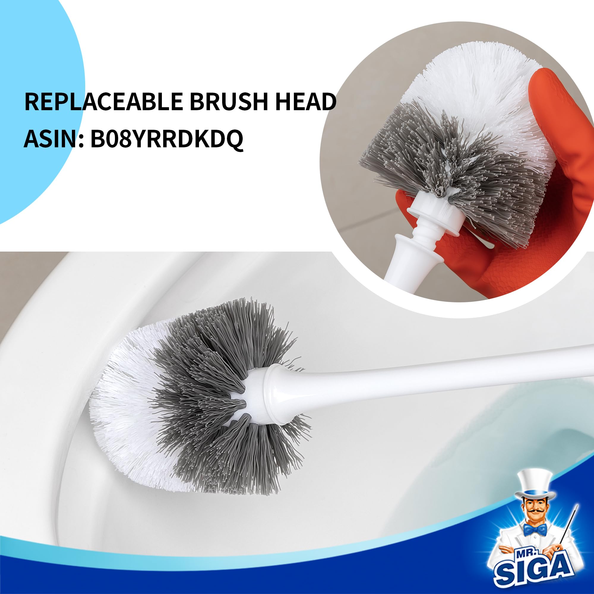 MR.SIGA replaceable brush head for easy maintenance and longevity