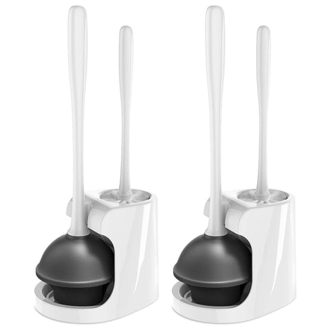 MR.SIGA toilet plunger and bowl brush combo in white for versatile bathroom cleaning