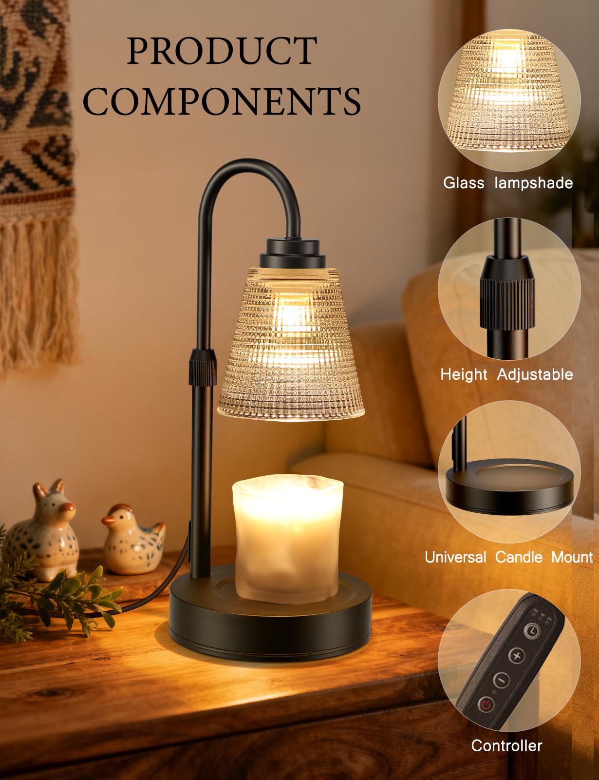 MRSZIRUI candle warmer lamp shade featuring glass for even heat distribution.