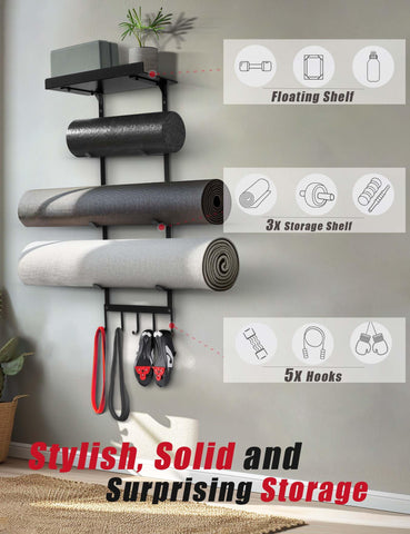 MRZZATA 4-tier yoga storage rack holds mats, blocks, and rollers for clutter-free spaces