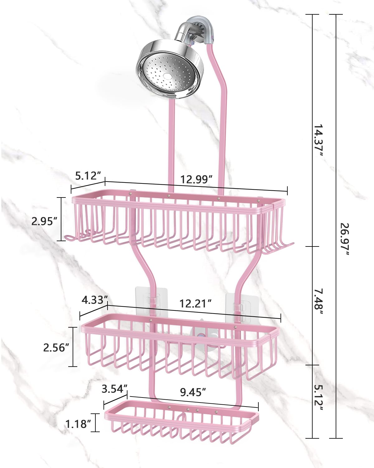 MSAICOE pink shower caddy top baskets highlight inverted bottle storage for easy dispensing