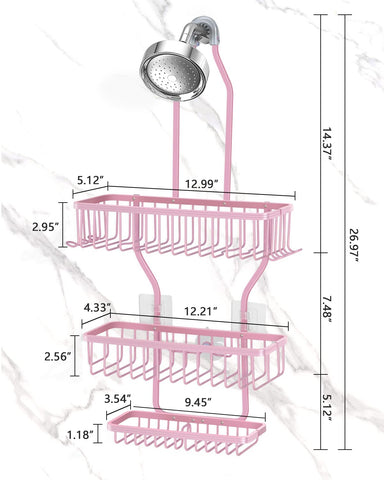 MSAICOE pink shower caddy top baskets highlight inverted bottle storage for easy dispensing
