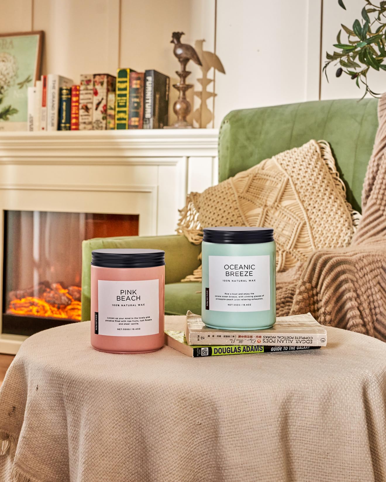 M&SENSE Oceanic Breeze candle glow enhances cozy evenings