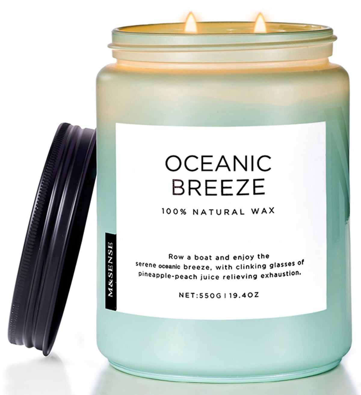 M&SENSE Oceanic Breeze candle in glass jar for calming room scent
