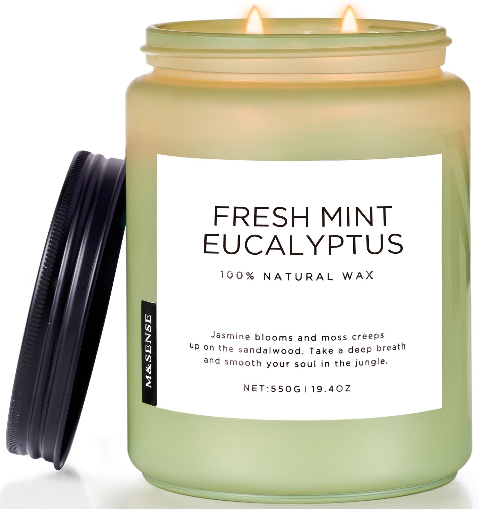 M&SENSE eucalyptus mint jar candle; 19oz jar for lasting room fragrance