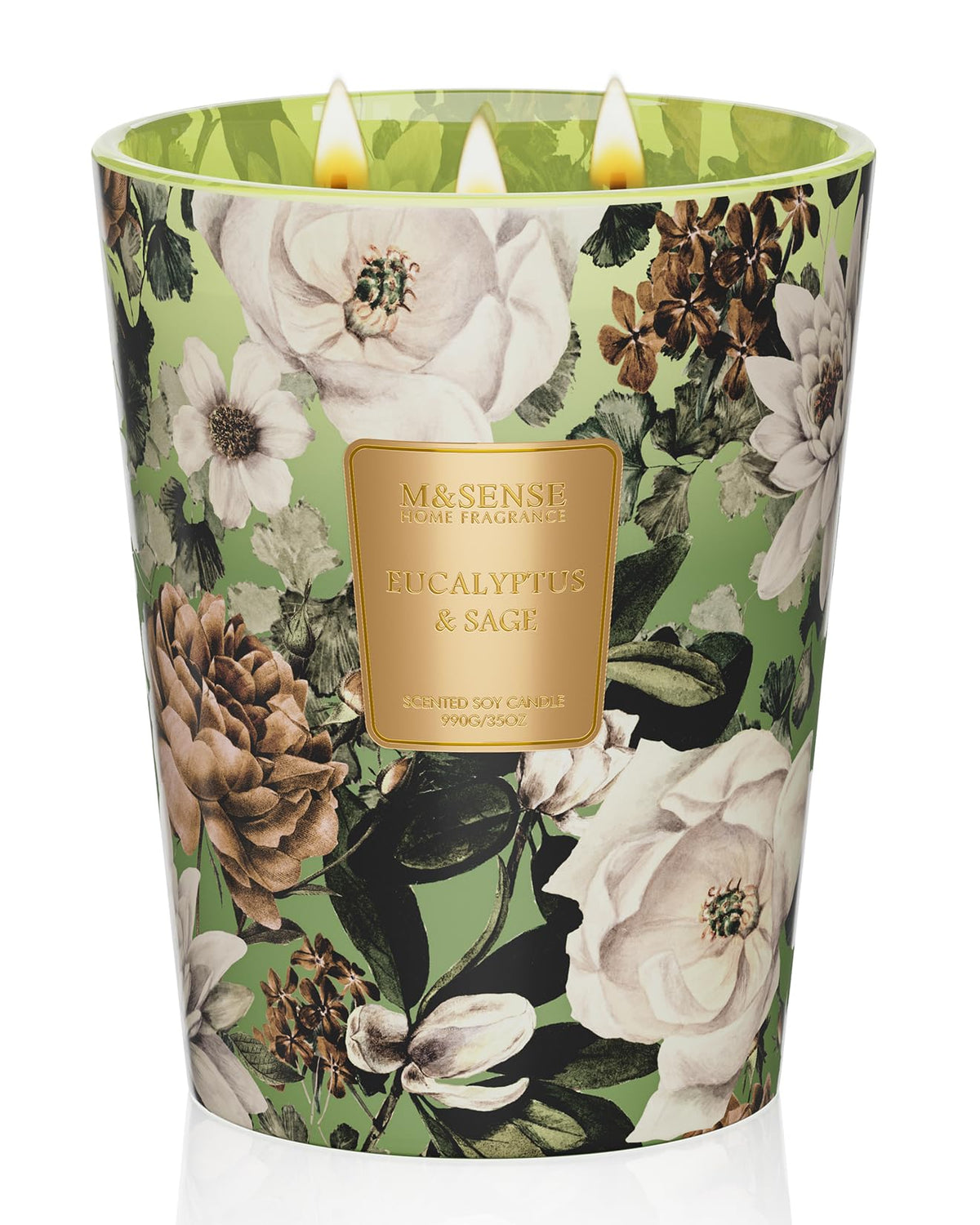 Msense Eucalyptus Sage candle jar for long-lasting fragrance and elegant decor.