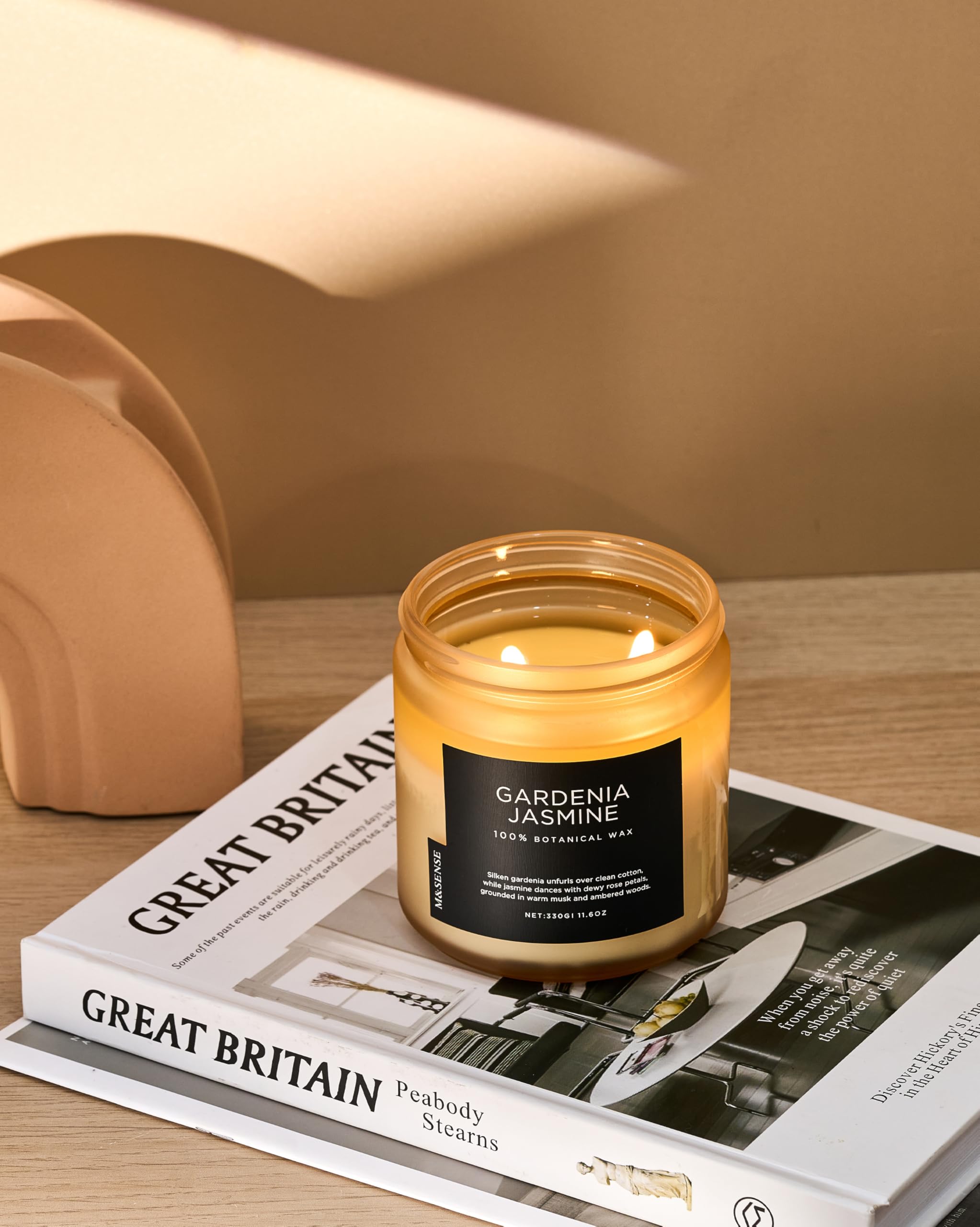 M&SENSE Gardenia Jasmine candle offers 60-70 hours of calming burn.