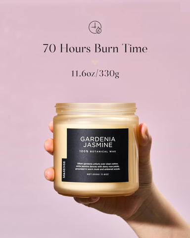 M&SENSE Gardenia Jasmine wax close-up shows natural soy wax and clean-burning quality.