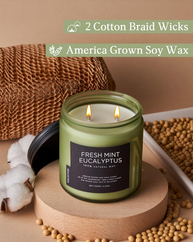 M&SENSE candle with lead-free wicks delivers even burn with reduced soot.