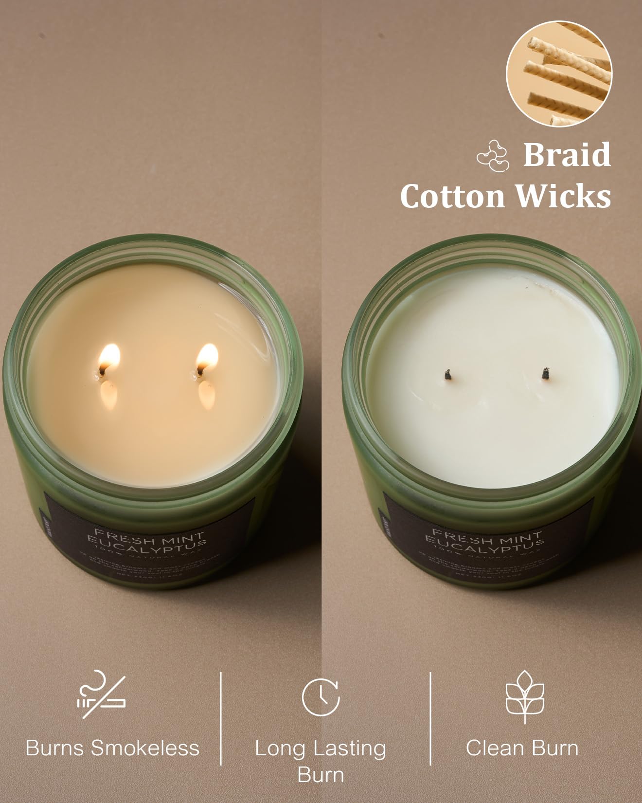 M&SENSE candle lit in a calm room for relaxing atmosphere.