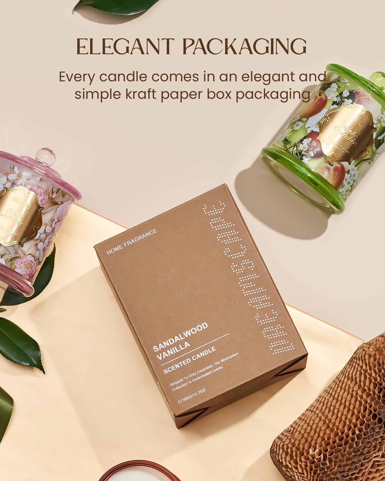M&SENSE Peony Blush lit candle creates a soothing ambient glow