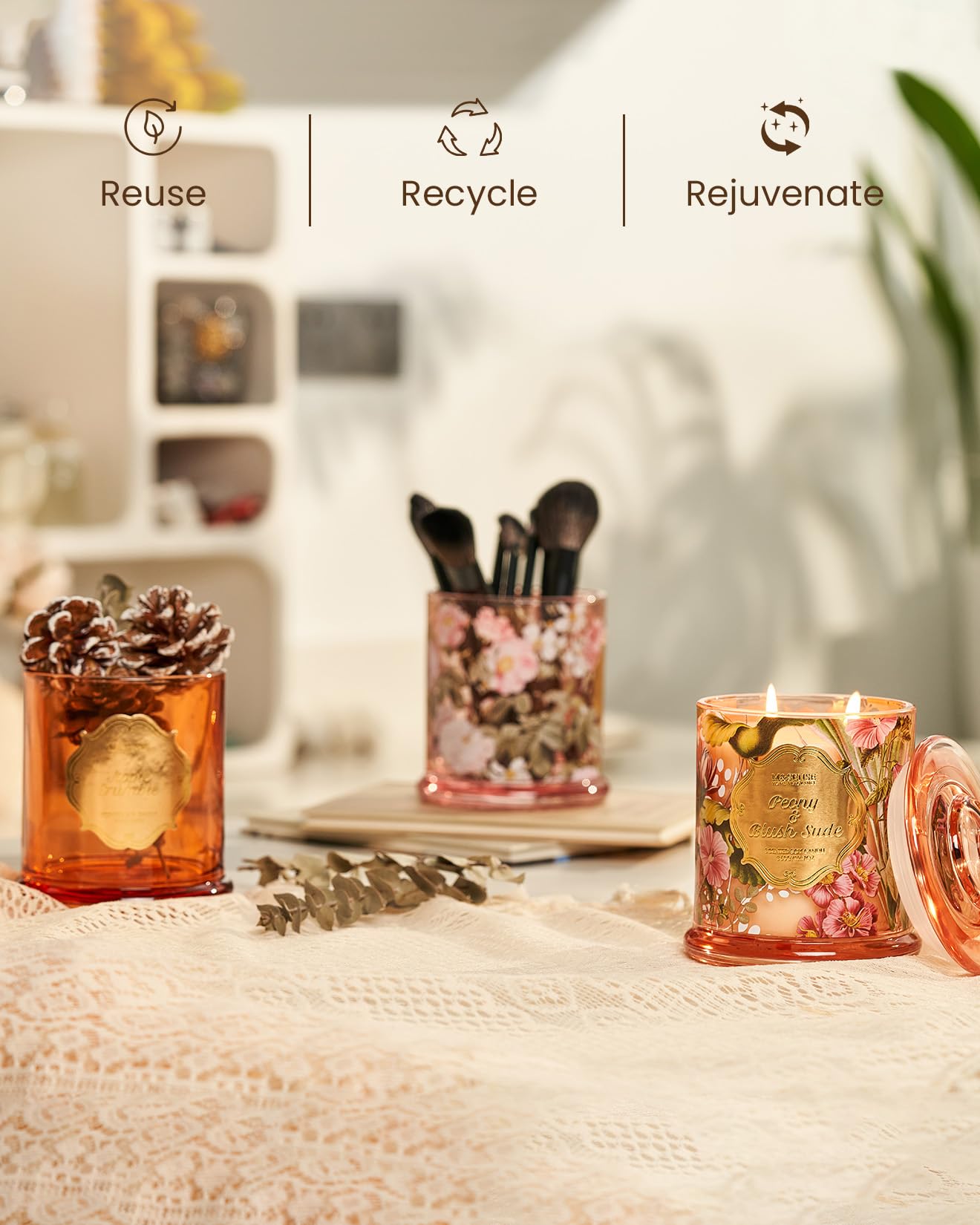 M&SENSE Peony Blush reusable jar encourages stylish storage after burning