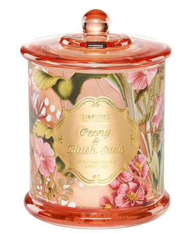 M&SENSE Peony Blush candle 12.7oz jar in spring florals for a warm, inviting room