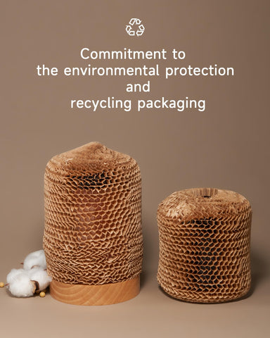 MSENSE recycled packaging box emphasizes sustainability and care.